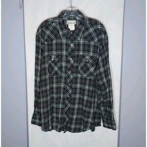 Wrangler Wrancher Shirt XXL Flannel Long Sleeve Pearl Snaps Western Rodeo Cowboy